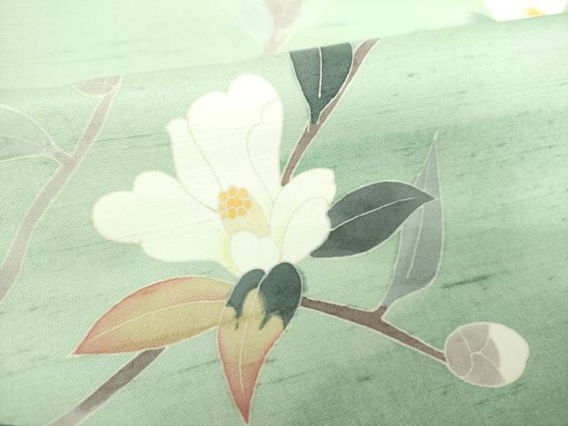 平和屋着物●本加賀友禅作家 成竹登茂男 白山紬 訪問着 枝花文 正絹 逸品 DAAQ3419ps