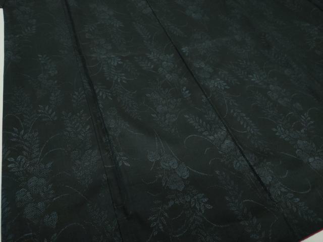 平和屋着物●上質な紬 草花文 黒地 正絹 逸品 DAAQ3423ps