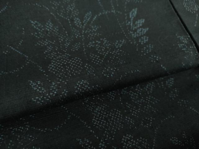 平和屋着物●上質な紬 草花文 黒地 正絹 逸品 DAAQ3423ps
