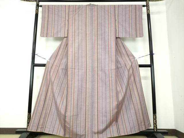 平和屋着物●上質な紬 変わり縞 正絹 逸品 未使用 DAAQ3465ps