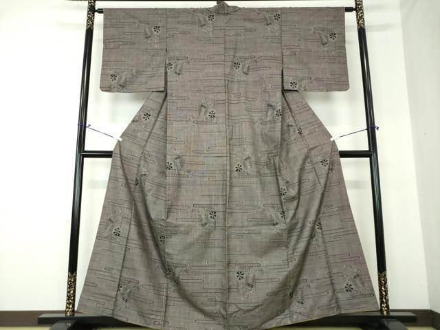 平和屋着物●本場大島紬 9マルキ 霞御所車文 正絹 逸品 DAAQ3497ps