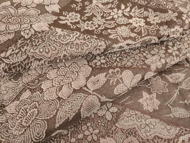 平和屋着物▽上質なお召 単衣 天目織 吉祥花尽くし 正絹 逸品 DAAQ3564az
