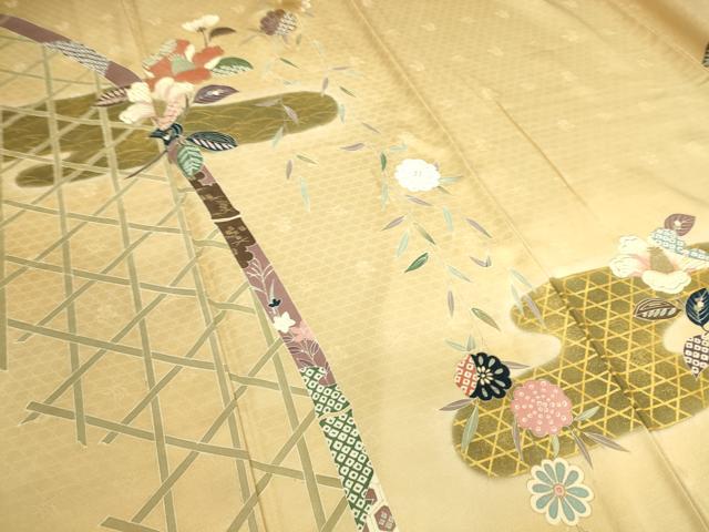平和屋着物▽訪問着 単衣 霞取り籬花文 金彩 正絹 逸品 DAAQ3597az
