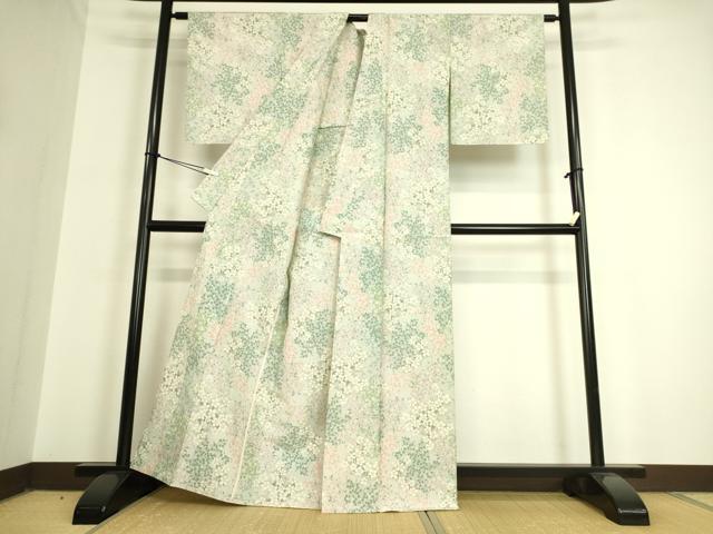 平和屋着物▽上質な紬 単衣 花尽くし 正絹 逸品 DAAQ3611az