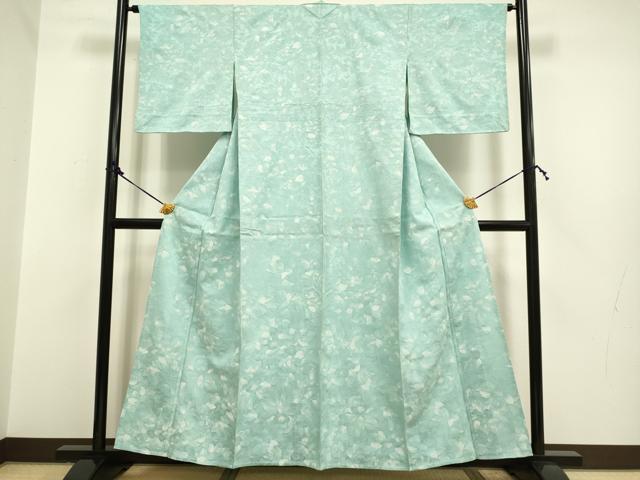 平和屋着物▽上質な小紋 単衣 草花文 正絹 逸品 DAAQ7522du