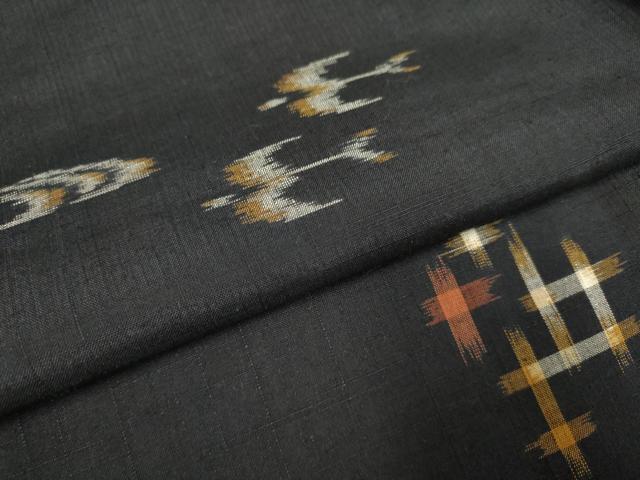 平和屋着物▽上質な紬 単衣 琉球絣文様 正絹 逸品 DAAQ7524du
