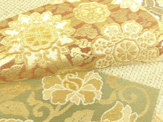 平和屋着物■六通柄袋帯 色紙花鳥文 正絹 逸品 DAAQ8404sf