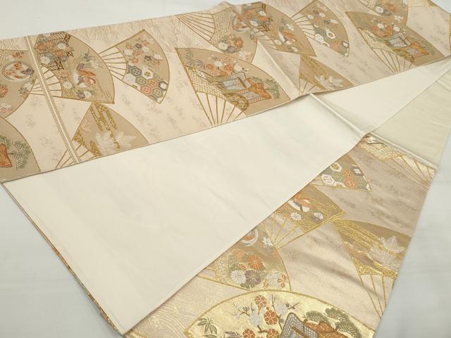 平和屋着物◎六通柄袋帯 御所車花文 金糸 正絹 逸品 DAAQ8684qa