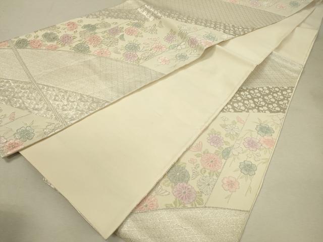 平和屋着物◎六通柄袋帯 唐織 舞花文 銀糸 正絹 逸品 DAAQ9409bc
