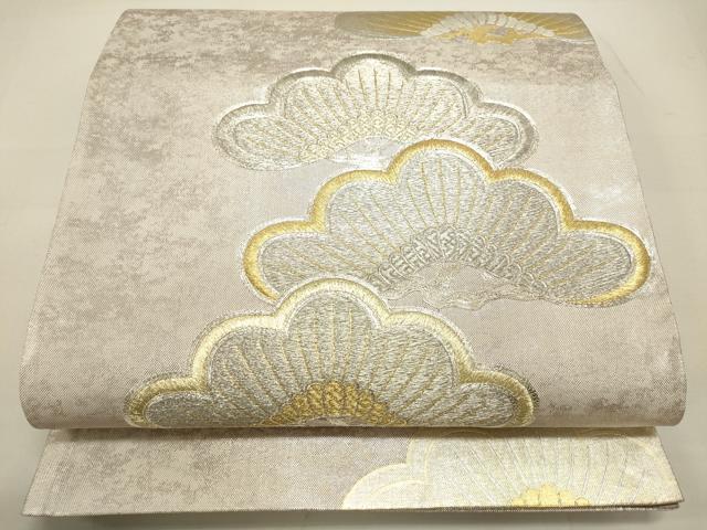 平和屋着物◎太鼓柄袋帯 駒刺繍 松文 金銀彩 引箔 正絹 逸品 DAAQ9449bc
