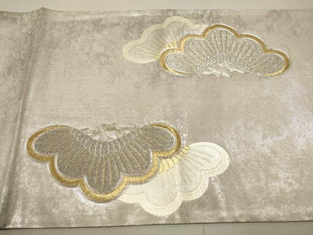 平和屋着物◎太鼓柄袋帯 駒刺繍 松文 金銀彩 引箔 正絹 逸品 DAAQ9449bc