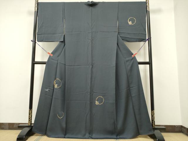 平和屋着物●訪問着 駒刺繍 総刺繍 雪輪に休み鳥 正絹 逸品 DAAR0133yyy