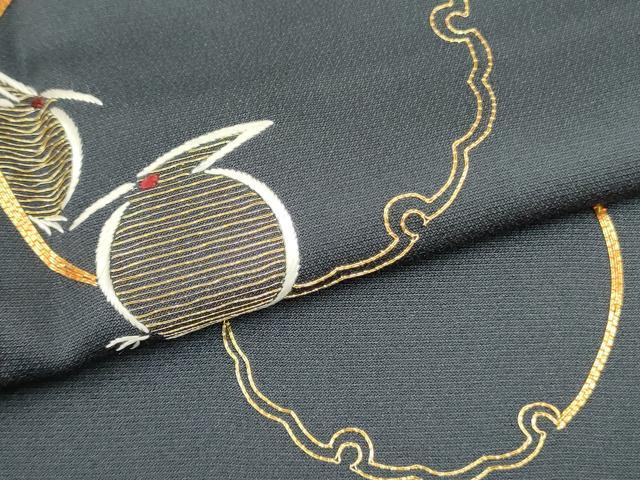 平和屋着物●訪問着 駒刺繍 総刺繍 雪輪に休み鳥 正絹 逸品 DAAR0133yyy