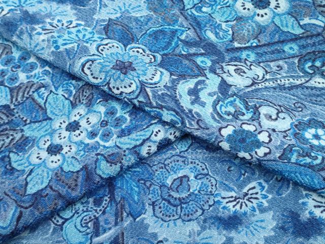 平和屋着物●上質な小紋 更紗花文 鬼しぼ縮緬 正絹 逸品 DAAR0173yyy