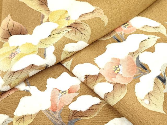 平和屋着物●訪問着 手描き 雪持椿 正絹 逸品 未使用 DAAR0191yyy