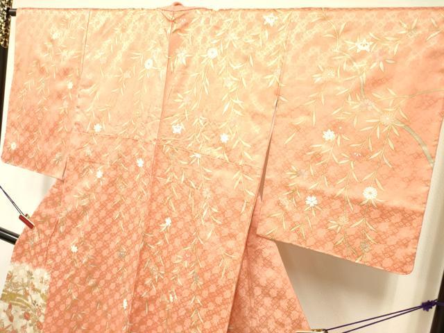 平和屋着物●訪問着 駒刺繍 霞花鳥文 暈し染め 金彩 正絹 逸品 DAAR0274yyy