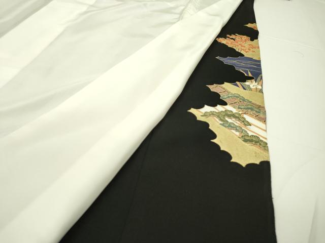 平和屋着物■豪華黒留袖 駒刺繍 群鶴花松文 金彩 正絹 逸品 DAAR0526fe