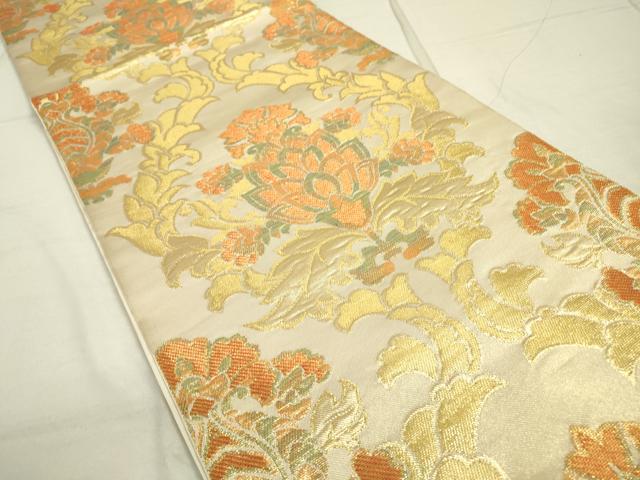 平和屋着物●西陣 川島織物 六通柄 本袋帯 洋花文 金糸 正絹 逸品 DAAR0789fe