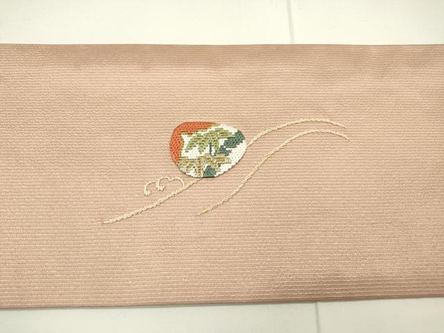 平和屋着物●九寸名古屋帯 総刺繍 貝合わせ 金糸 正絹 逸品 DAAR0865fe