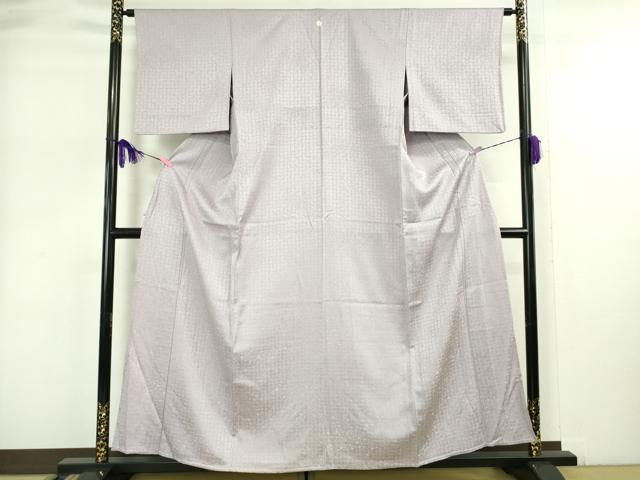 平和屋着物▽上質な色無地 単衣 格子地紋 白藤色 正絹 逸品 DAAR1310jm