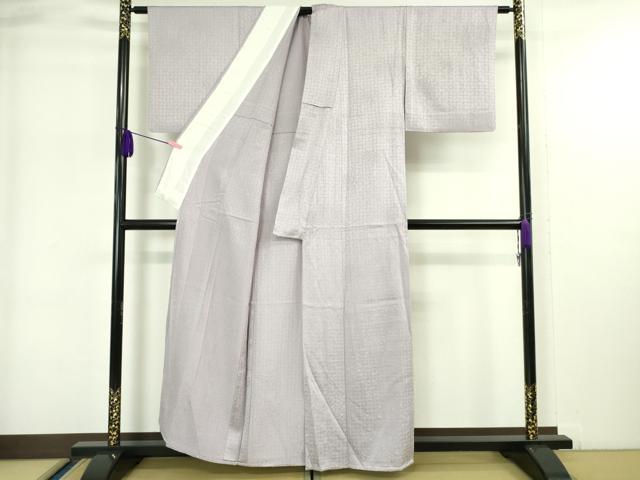 平和屋着物▽上質な色無地 単衣 格子地紋 白藤色 正絹 逸品 DAAR1310jm