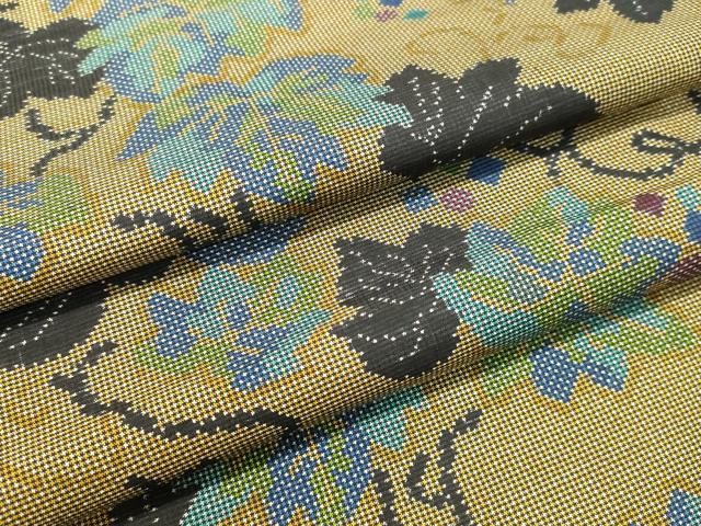 平和屋着物●本場大島紬 7マルキ 葡萄蔦の葉文 正絹 逸品 DAAR4346tw