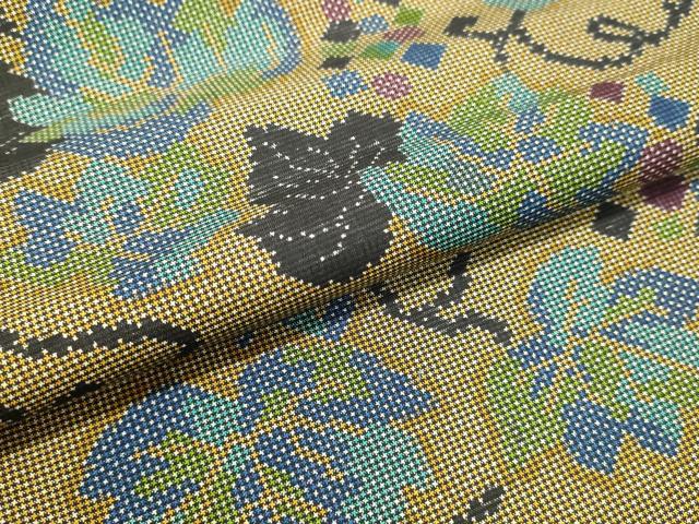 平和屋着物●本場大島紬 7マルキ 葡萄蔦の葉文 正絹 逸品 DAAR4346tw