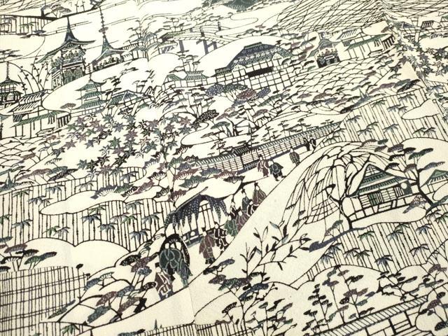 平和屋着物●人間国宝・南部芳松の息子 伝統工芸伝承者彫刻・南部幸雄 型染 訪問着 人物風景文 鬼しぼ縮緬 正絹 逸品 DAAR4349tw