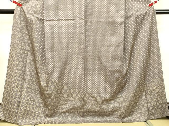 平和屋着物●訪問着 花織 麻の葉文様 格子 京都きもの友禅扱い 正絹 逸品 DAAR4446tw