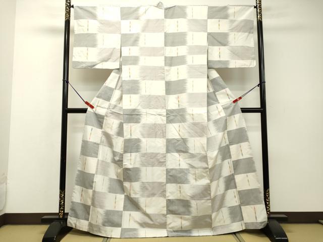 平和屋着物●上質な紬 変わり格子 正絹 逸品 DAAR4506tw