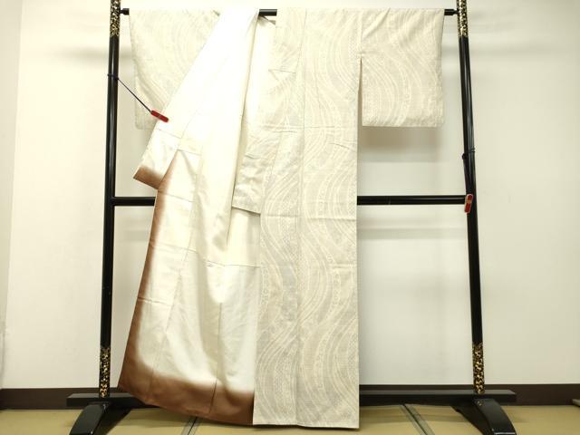 平和屋着物●結城紬 100亀甲 流水花文 正絹 逸品 DAAR4507tw