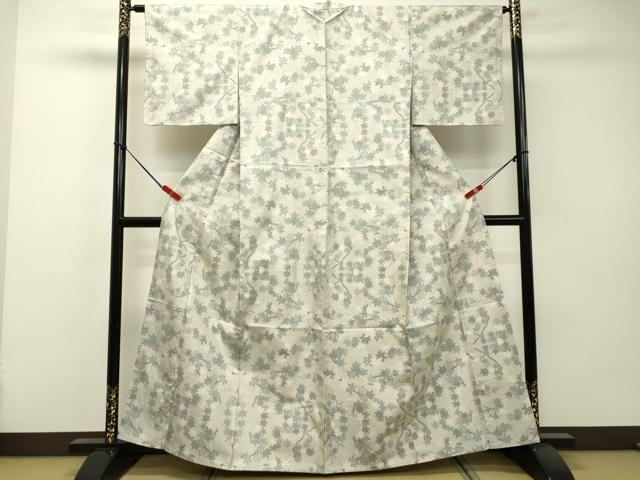 平和屋着物●本場大島紬 白大島 7マルキ 枝葉文 正絹 逸品 DAAR4508tw