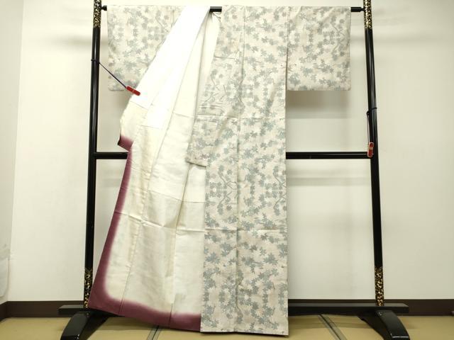 平和屋着物●本場大島紬 白大島 7マルキ 枝葉文 正絹 逸品 DAAR4508tw