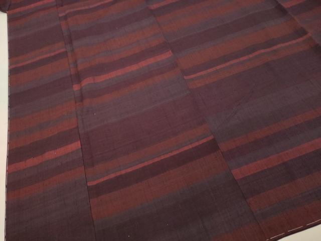 平和屋着物●上質な紬 横段文 正絹 逸品 未使用 DAAR4517tw