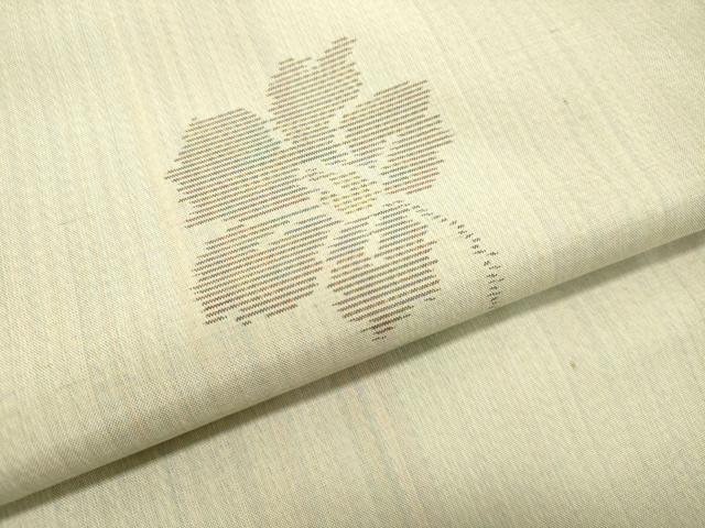 平和屋着物●本場大島紬 白大島 草花文 正絹 逸品 DAAR4520tw