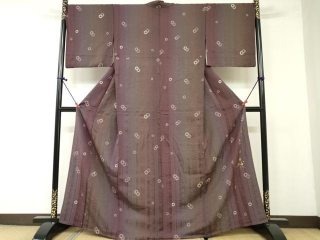 平和屋着物▽上質な小紋 単衣 花織 七宝間道 暈し染め 金彩 さが美扱い 正絹 逸品 DAAR4926ya