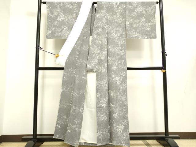 平和屋着物▽上質な小紋 単衣 霞文 正絹 逸品 DAAR5428du
