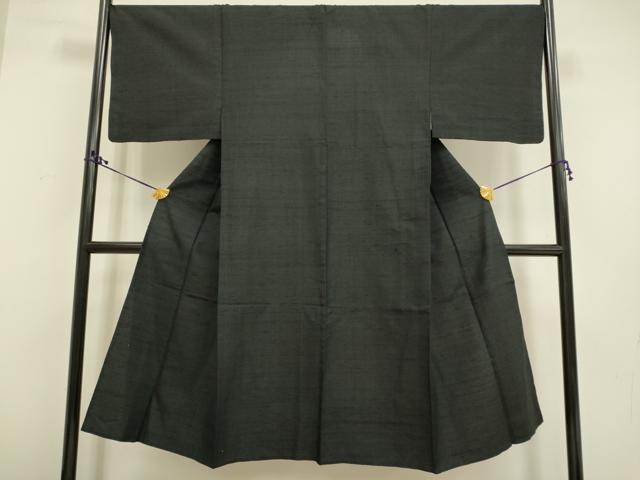平和屋着物▽男性 紬 単衣 アンサンブル 黒地 正絹 逸品 DAAR5470du