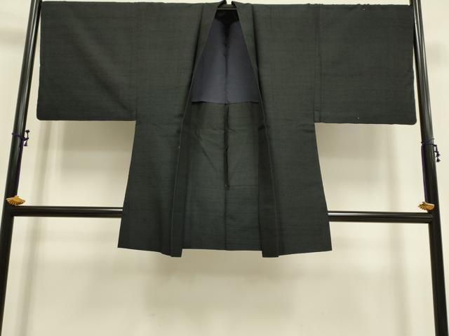 平和屋着物▽男性 紬 単衣 アンサンブル 黒地 正絹 逸品 DAAR5470du