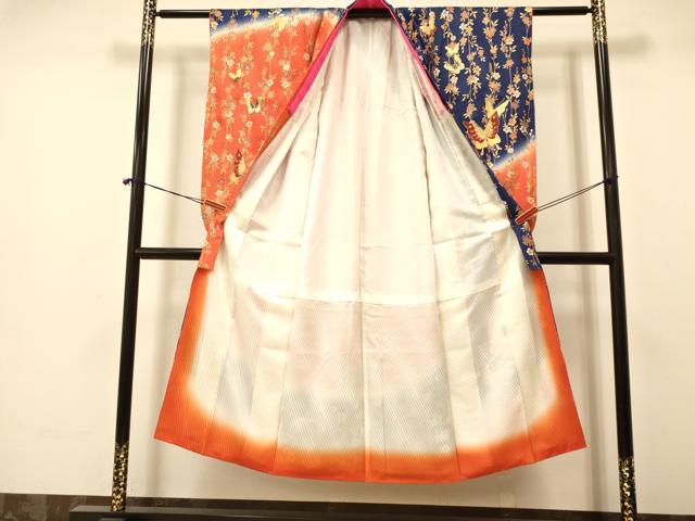 平和屋着物∵女の子 十三参り 子供 袋帯セット 花蝶文 暈し染め 金彩 逸品 DAAR6452ma