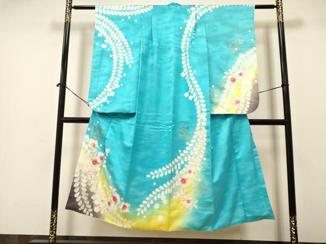 平和屋着物∵女の子 十三参り 子供 祝着・袋帯セット 絞り 辻が花 舞蝶文 暈し染め 金彩 逸品 DAAR6462ma