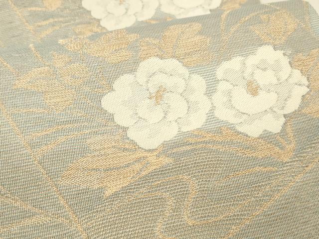 平和屋着物*夏物 六通柄袋帯 色紙草花文 金糸 正絹 逸品 DAAR6935cm