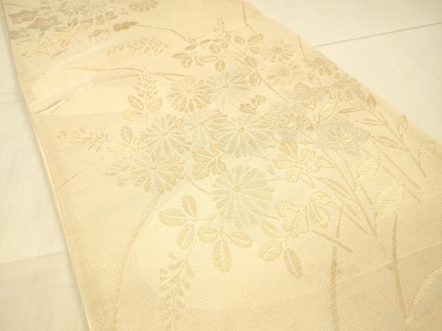 平和屋着物*夏物 六通柄袋帯 草花文 金銀糸 正絹 逸品 DAAR6990cm