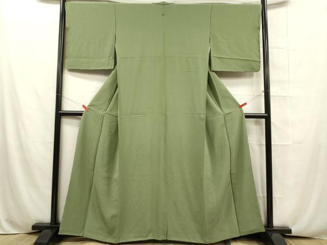 平和屋着物●上質な色無地 若葉色 正絹 逸品 DAAR7036we