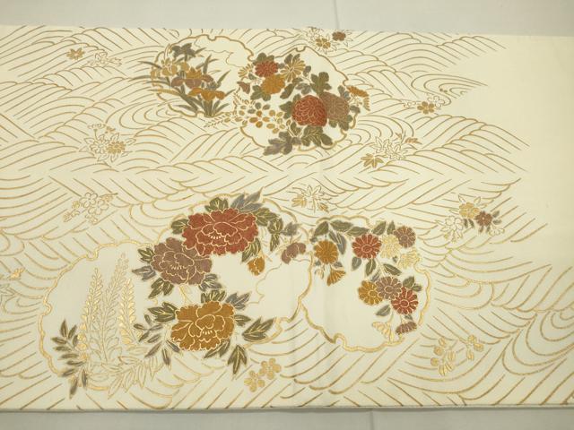 平和屋着物▼西陣 太鼓柄袋帯 螺鈿 雪輪花松文 金彩 正絹 逸品 DAAR8861fe