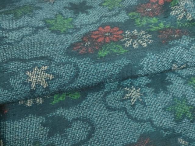 平和屋着物▽上質な紬 単衣 雲取り花文 正絹 逸品 未使用 DAAS0045az