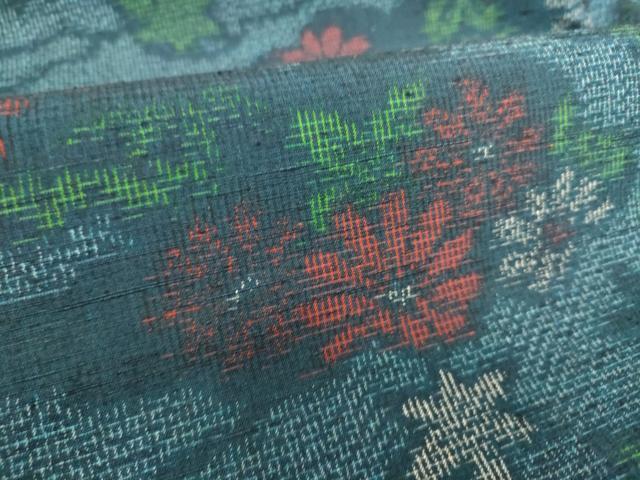 平和屋着物▽上質な紬 単衣 雲取り花文 正絹 逸品 未使用 DAAS0045az