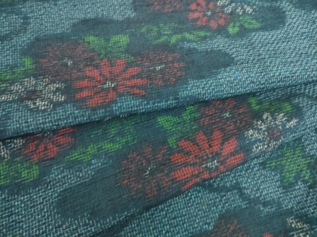 平和屋着物▽上質な紬 単衣 雲取り花文 正絹 逸品 未使用 DAAS0045az