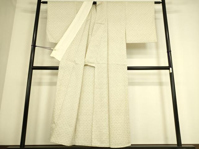 平和屋着物▽本塩沢 単衣 菱文 正絹 逸品 DAAS0059az