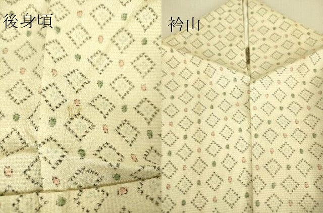 平和屋着物▽本塩沢 単衣 菱文 正絹 逸品 DAAS0059az